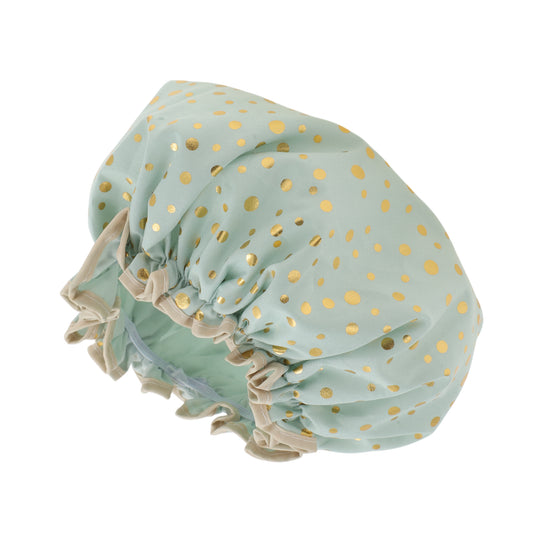 1 Pc Reusable Dots Shower Cap for Shower Light Green
