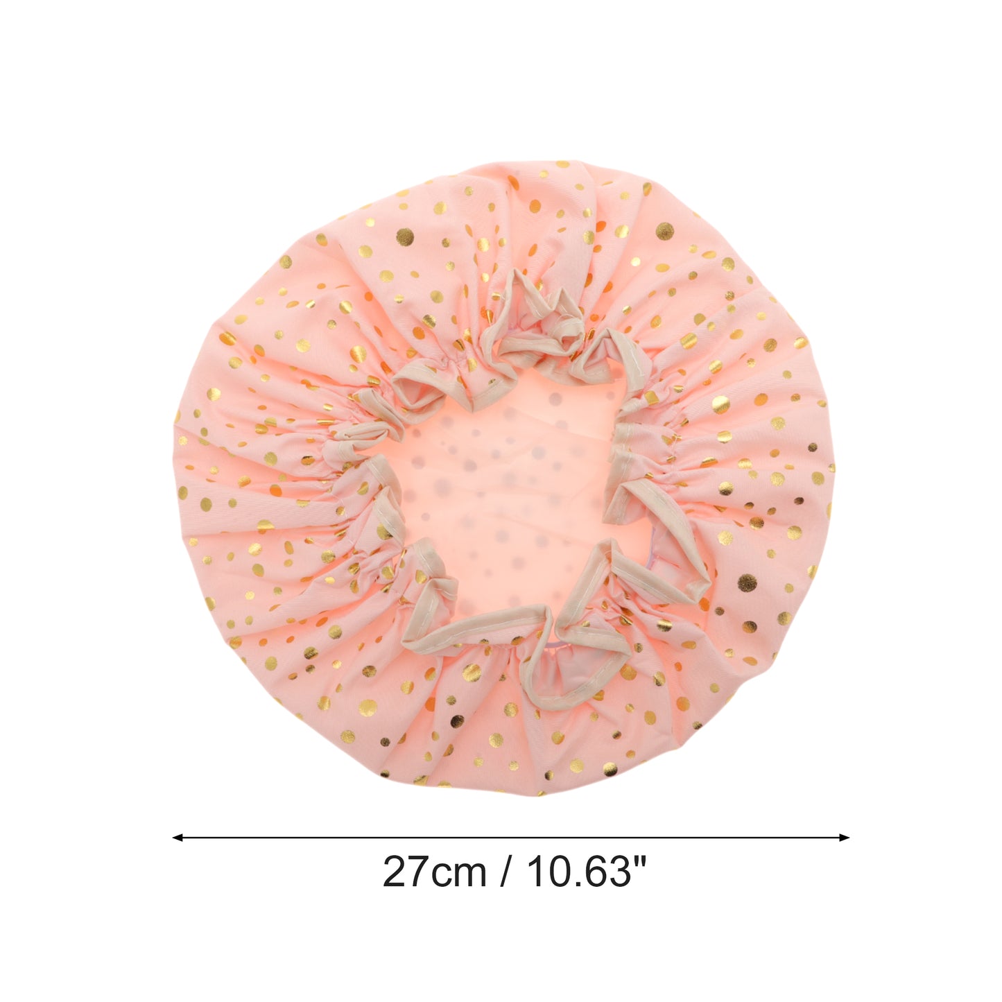 3 Pcs Reusable Dots Double Layer Shower Cap for Shower Pink