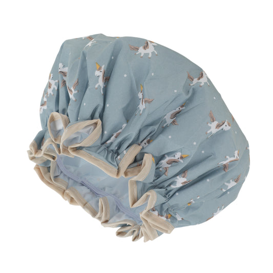 1 Pc Reusable Horse Pattern Shower Cap for Shower Blue