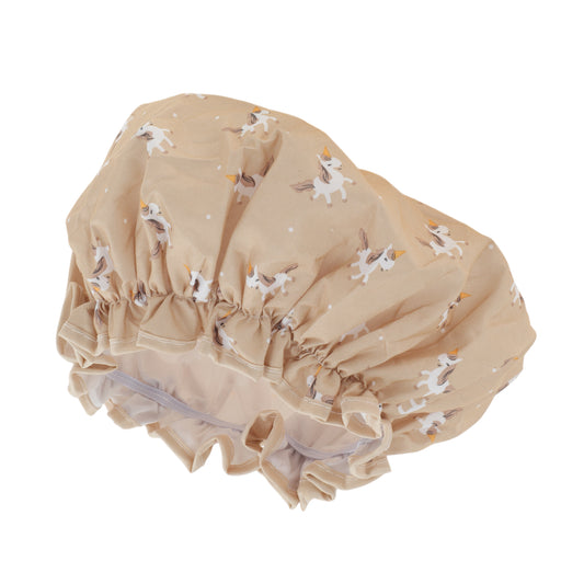 1 Pc Reusable Horse Pattern Shower Cap for Shower Khaki