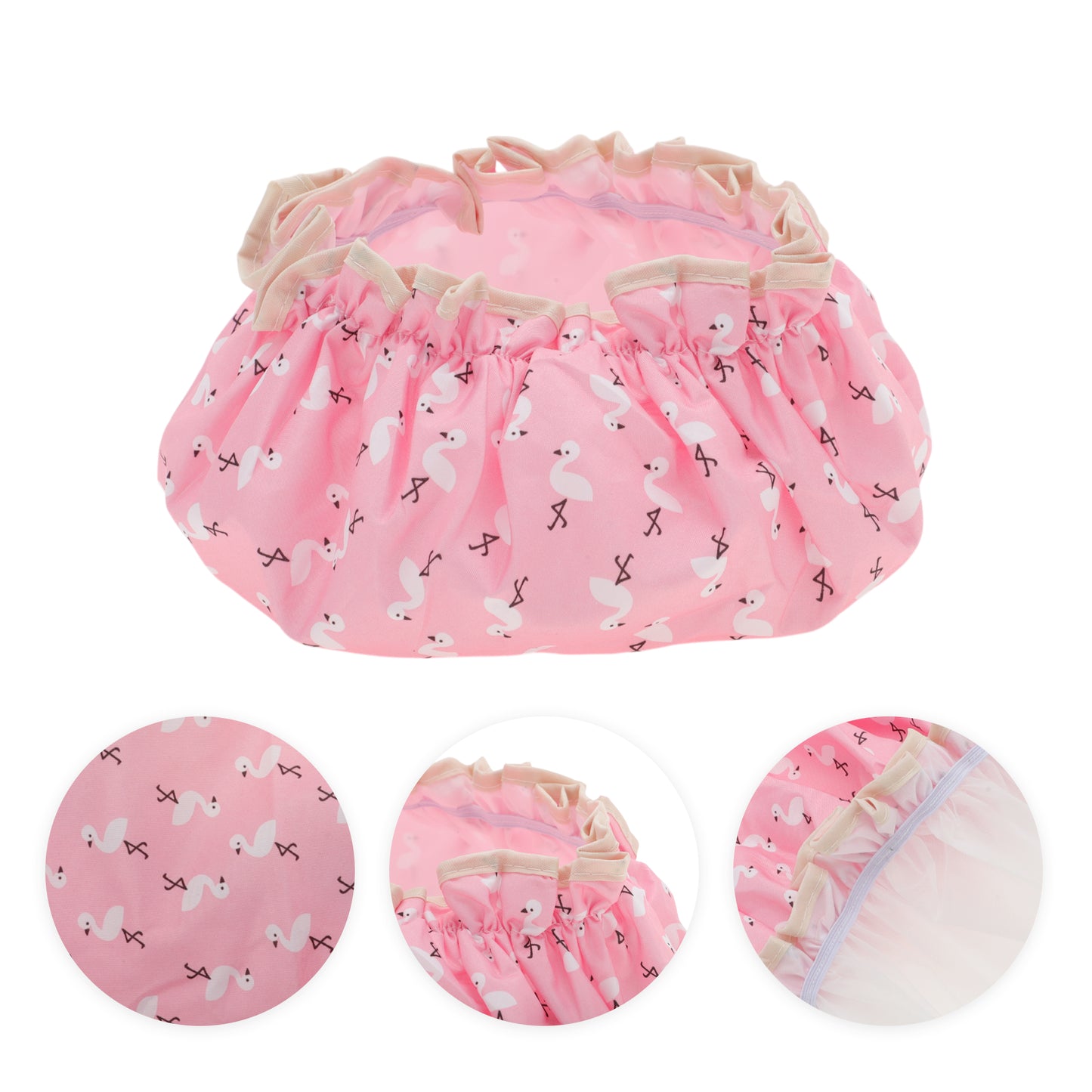1 Pc Reusable Birds Pattern Shower Cap for Shower Pink
