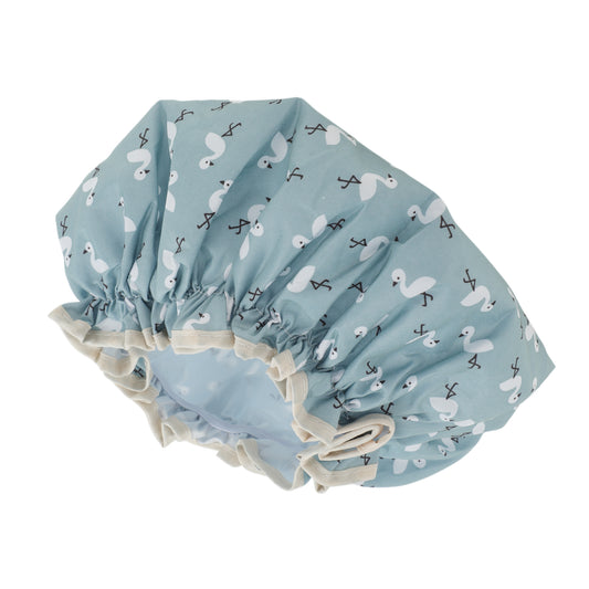 1 Pc Reusable Birds Pattern Shower Cap for Shower Blue