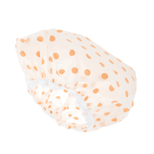 1 Pc Reusable Dots Single Layer Shower Cap for Shower Orange