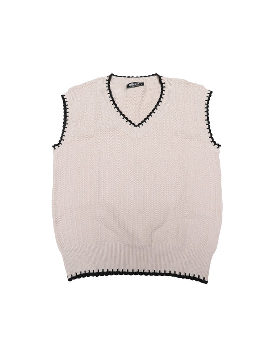 Women's Sweater Vest V Neck Contrast Color Sleeveless Knit Pullover Top