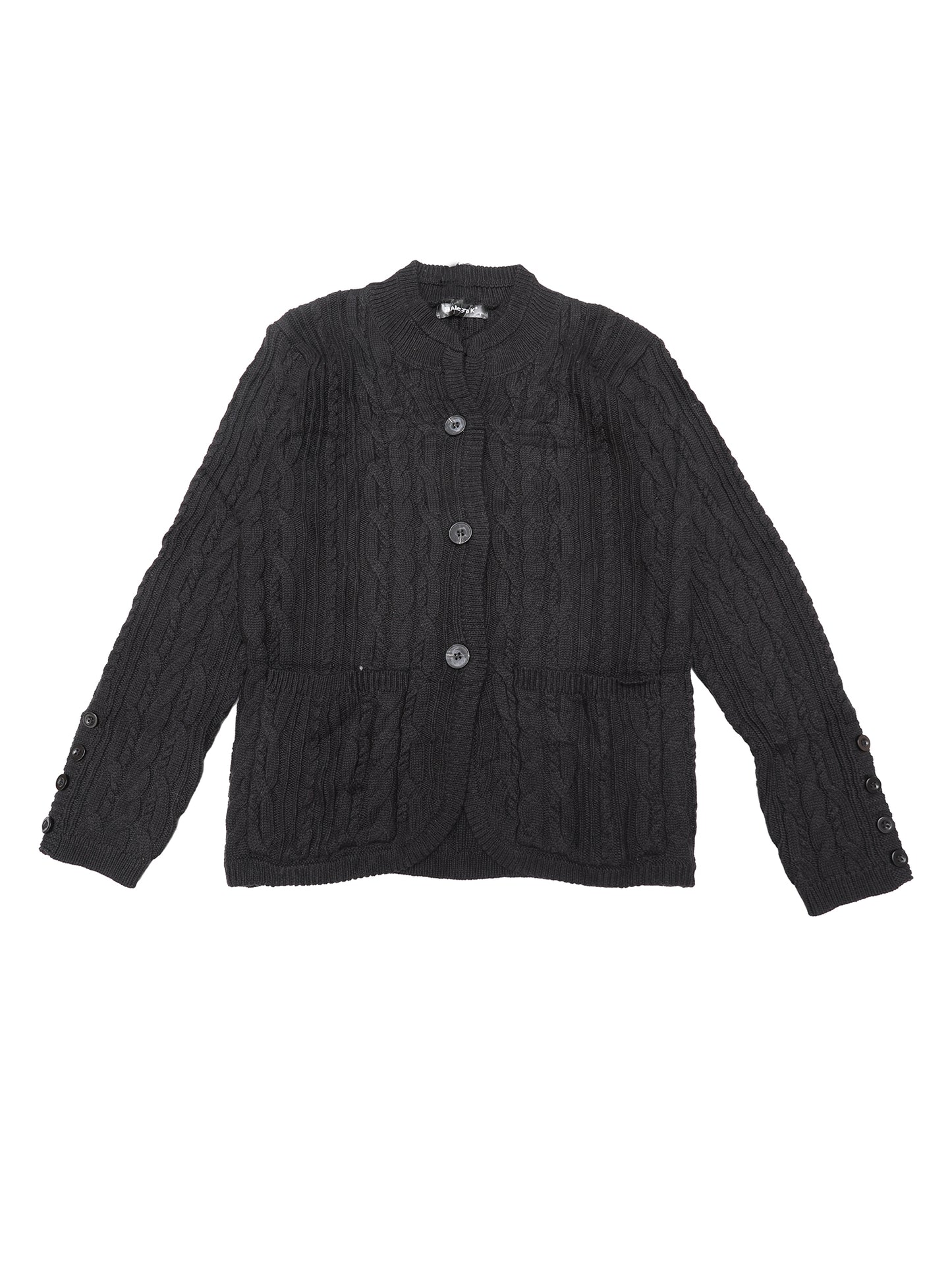 Suéter tipo cárdigan para mujer, de manga larga, con botones y abertura frontal, informal, de otoño, con punto trenzado y bolsillos.