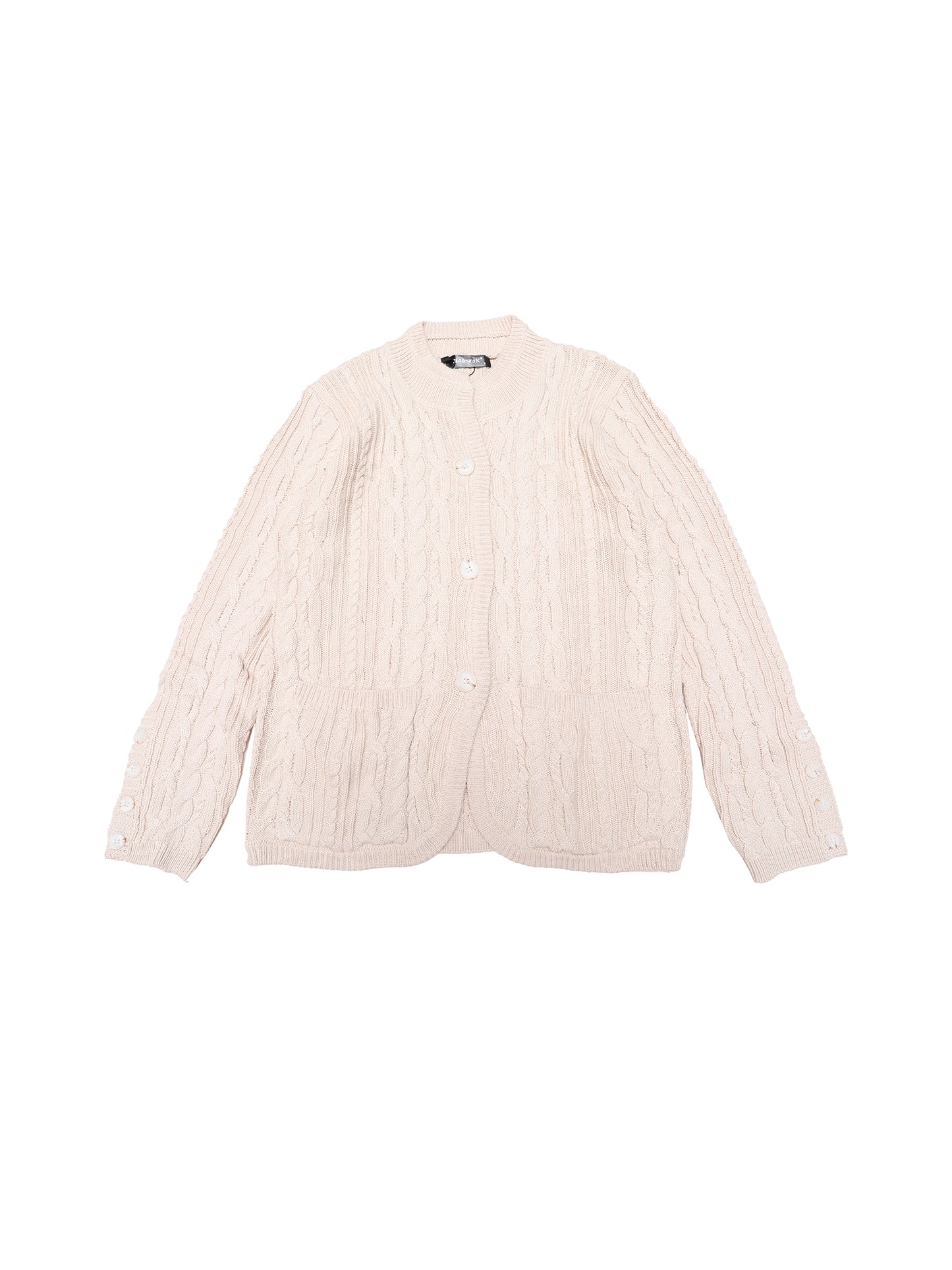 Suéter tipo cárdigan para mujer, de manga larga, con botones y abertura frontal, informal, de otoño, con punto trenzado y bolsillos.