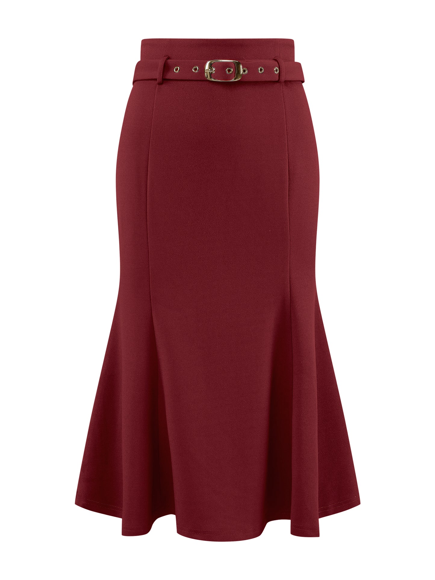 Women's Elegant Fishtail Skirt High Waist Belted Elegant Midi Mermaid Skirts