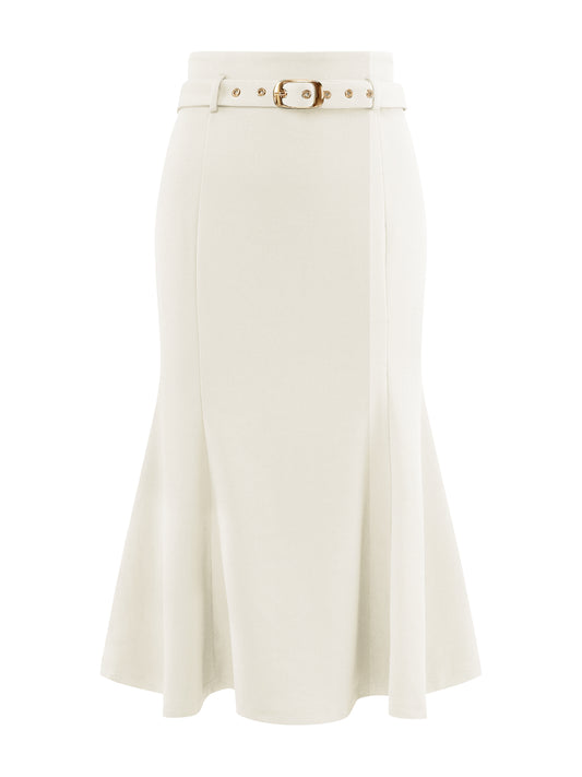 Women's Elegant Fishtail Skirt High Waist Belted Elegant Midi Mermaid Skirts