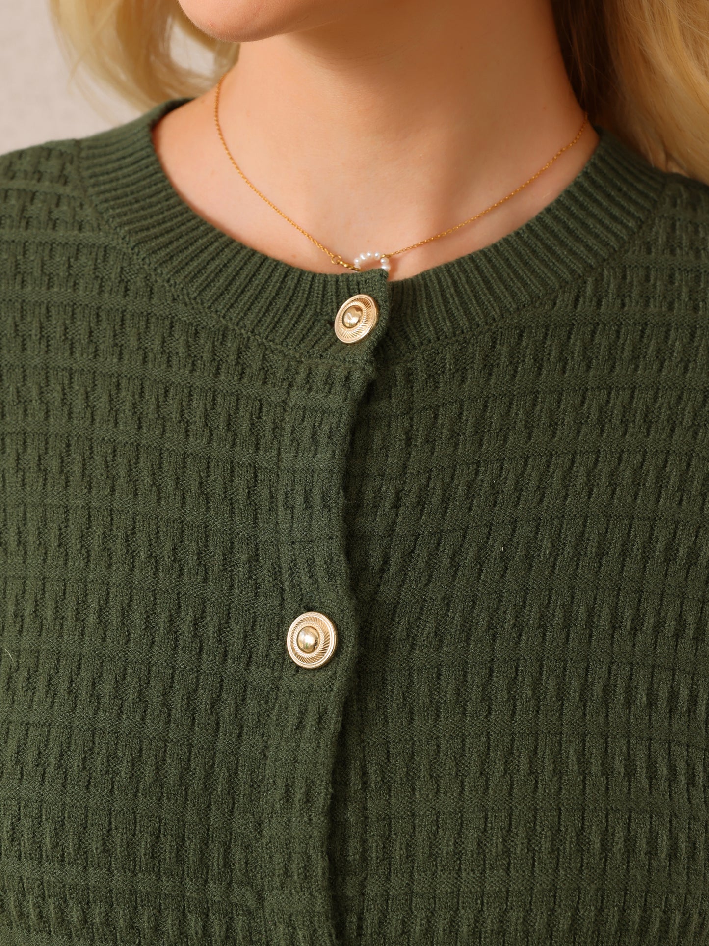 Women's Button Down Cardigan Sweater Crewneck Long Sleeve Knit Ribbed Outwear