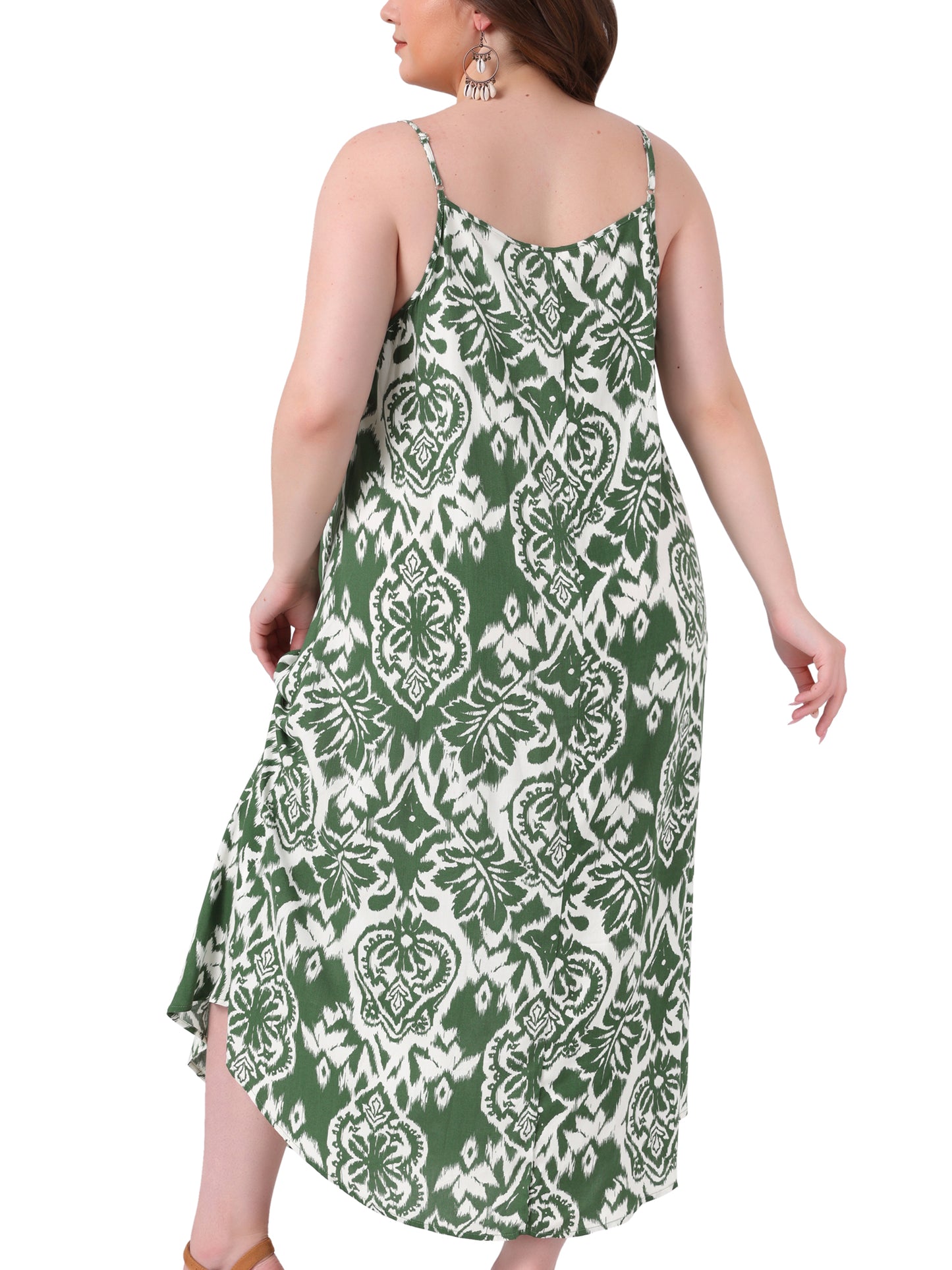 Women's Plus Size Bohemian Spaghetti Straps Summer Long Maxi Beach Dress