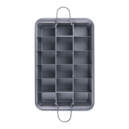Molde para brownies con divisores, antiadherente, de acero inoxidable duradero, para preparar bocaditos de brownie.