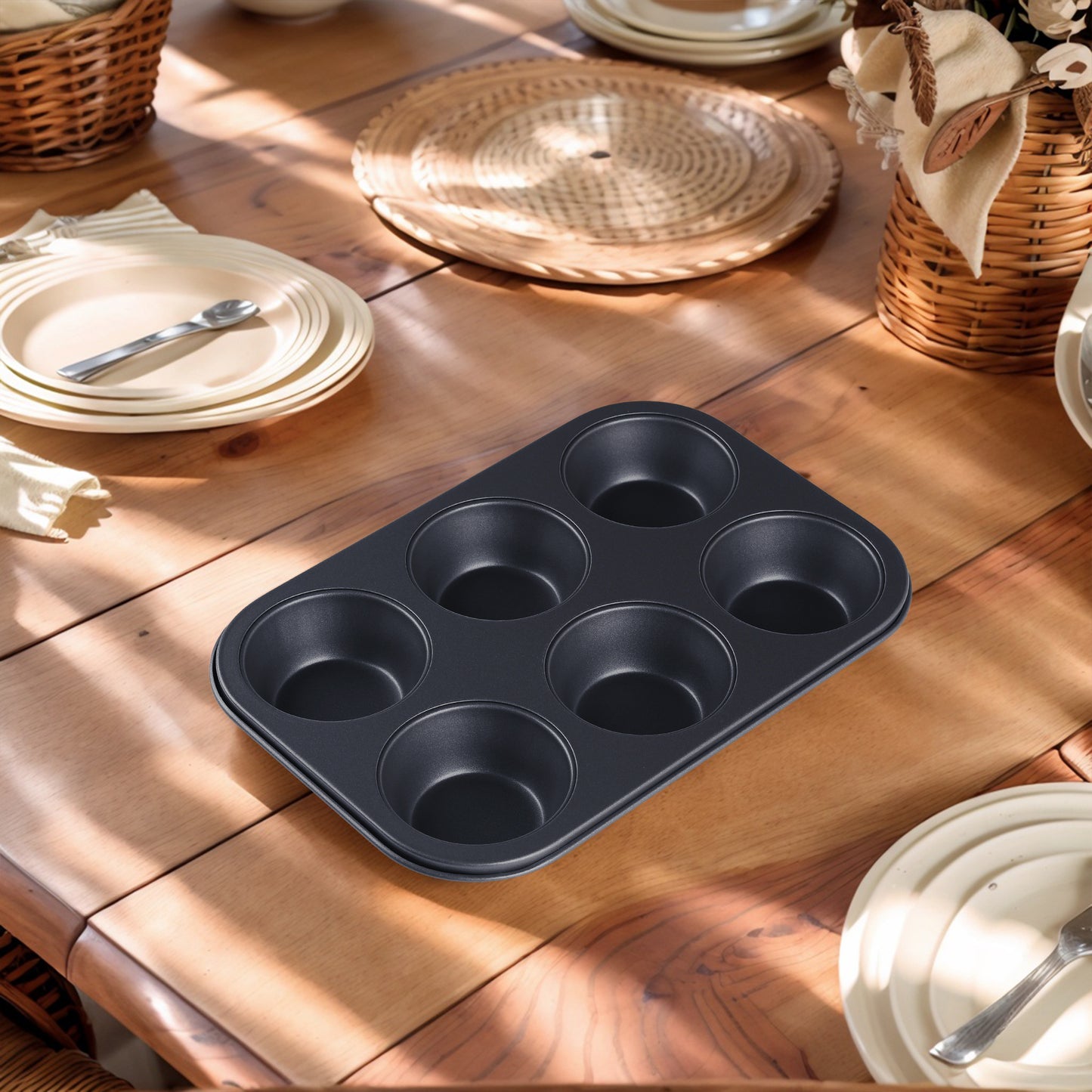 3 Pack Cup Cake Pans, Nonstick 12 Cups, Muffin-Pan for Baking