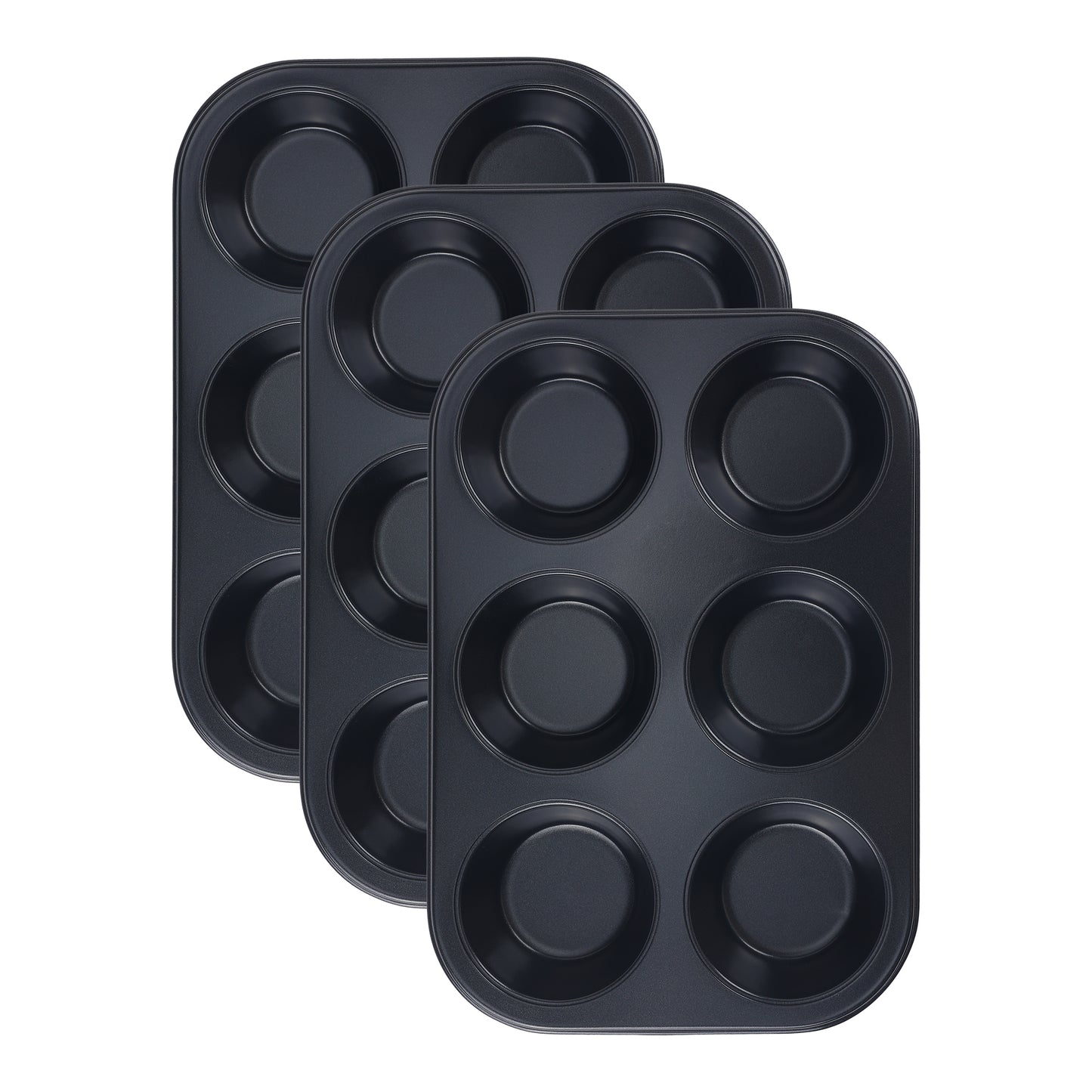3 Pack Cup Cake Pans, Nonstick 12 Cups, Muffin-Pan for Baking