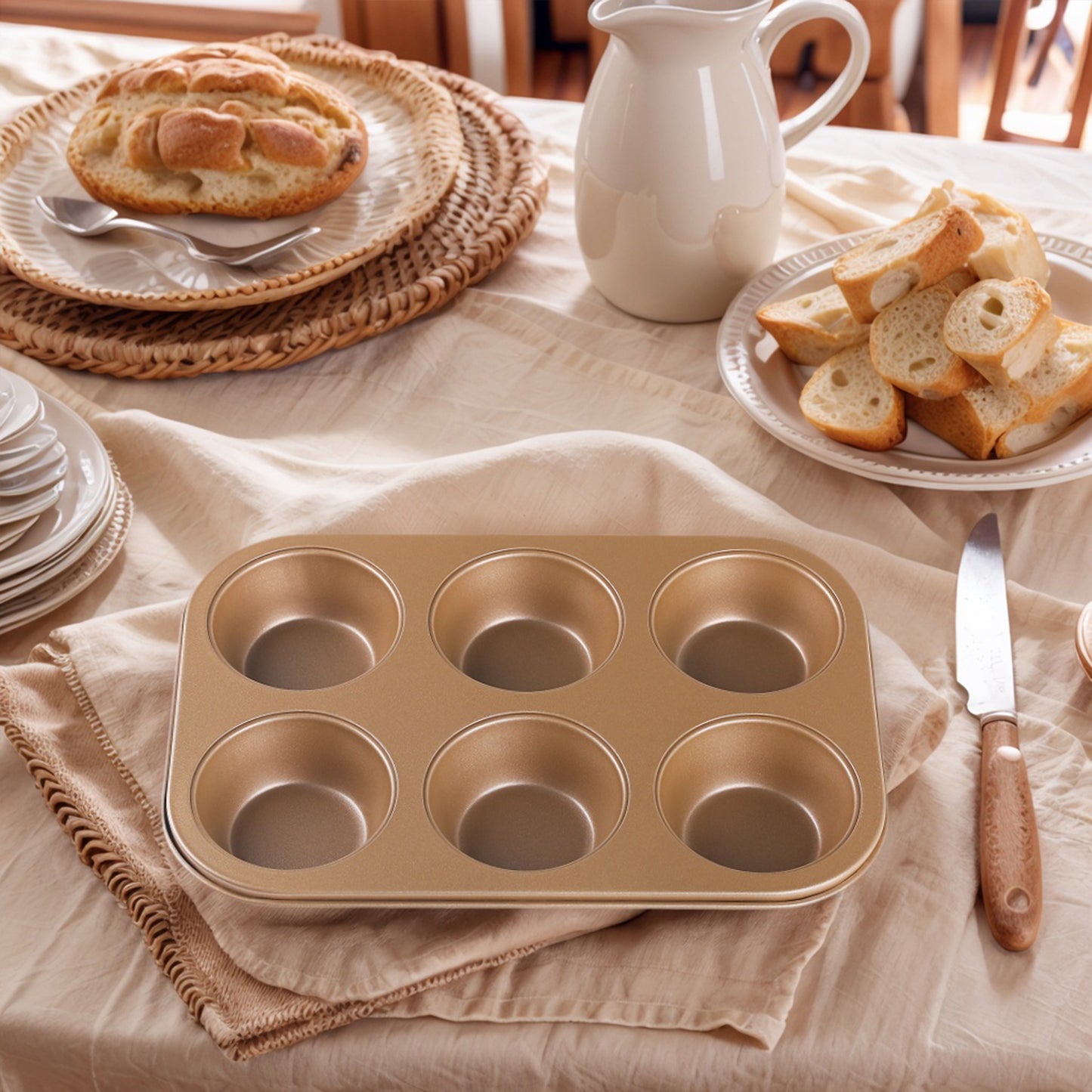 1 Pack Cup Cake Pans, Nonstick Cupcake Pan 6 Cups, Premium Cheesecake Pans