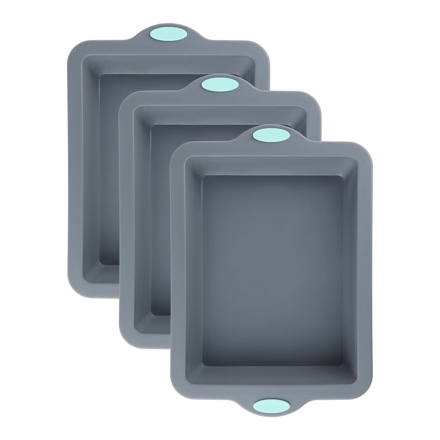Paquete de 3 moldes antiadherentes de silicona para hornear pasteles, resistentes al calor.