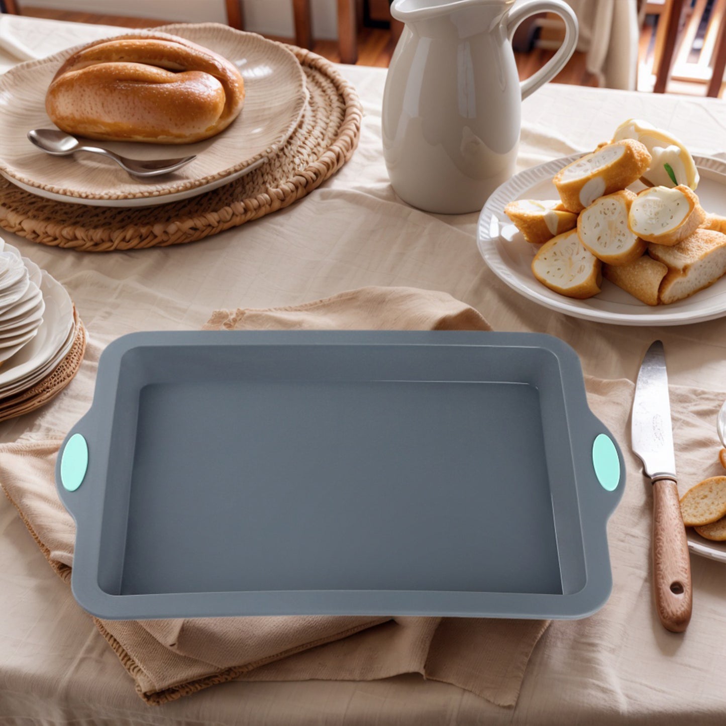 2 Packs Cake Pan Nonstick Silicone Baking Pan, Sheet Pans for Baking Cakes Lasagna