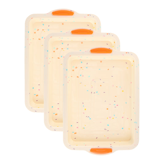 3 Packs Cake Pan Nonstick Silicone Baking Pan, Heat Resistant Sheet Pans for Baking Cakes