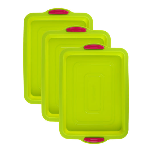 3 Packs Cake Pan Nonstick Silicone Baking Pan, Heat Resistant Sheet Pans for Baking Cakes