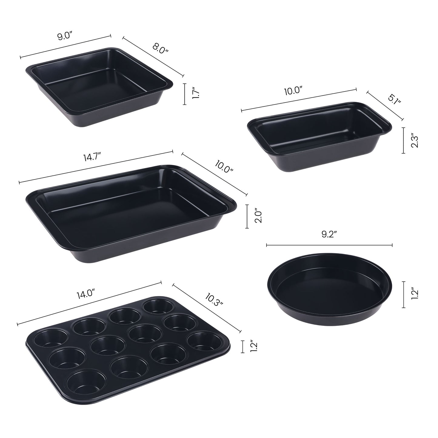 Nonstick, Carbon Steel Oven Safe Bakeware Set, Durable Baking Pans Set