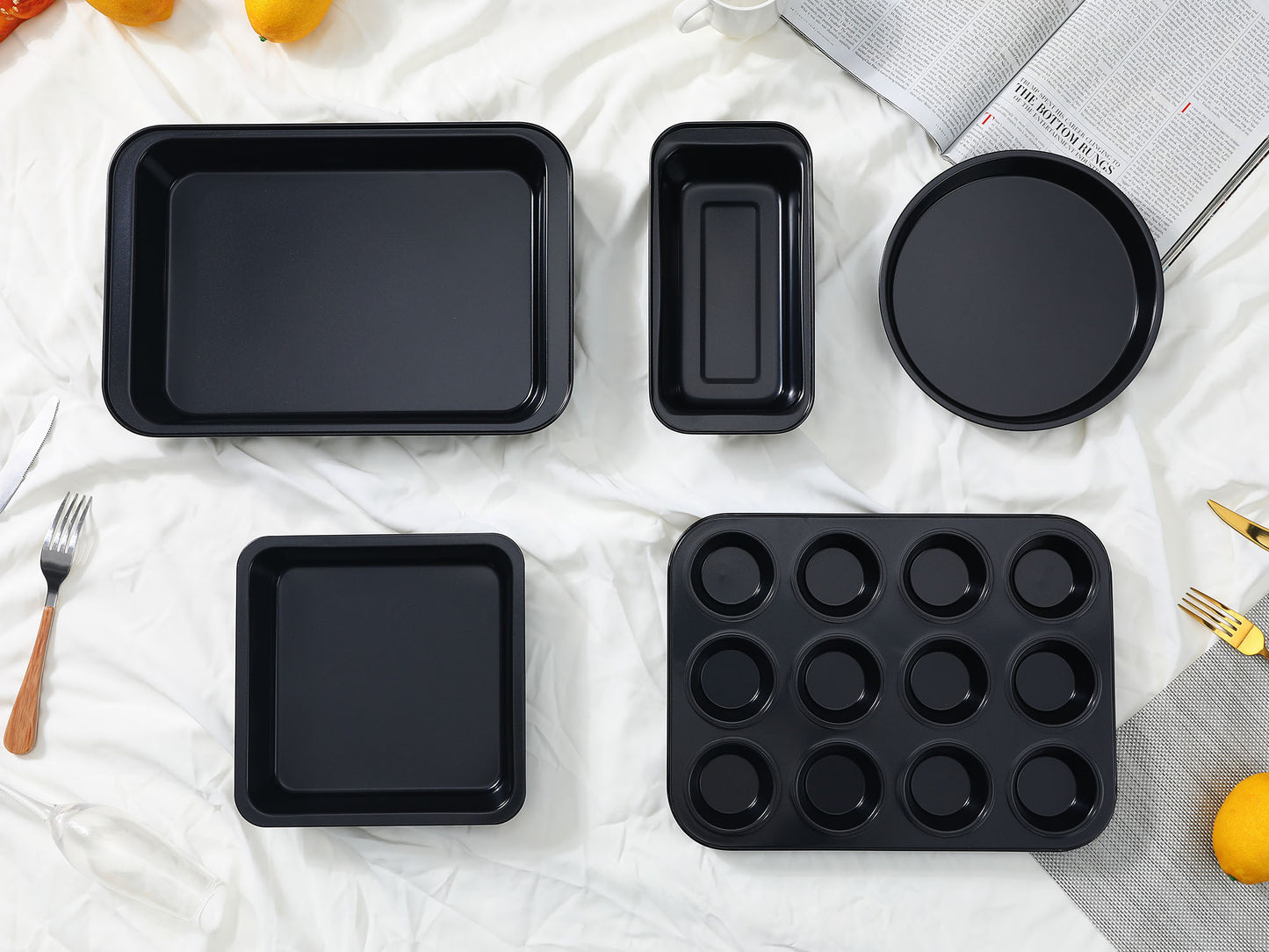 Nonstick, Carbon Steel Oven Safe Bakeware Set, Durable Baking Pans Set