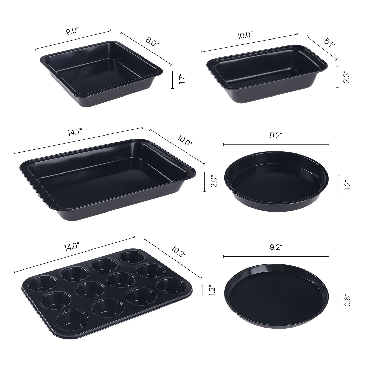 Nonstick, Carbon Steel Oven Safe Bakeware Set, Durable Baking Pans Set