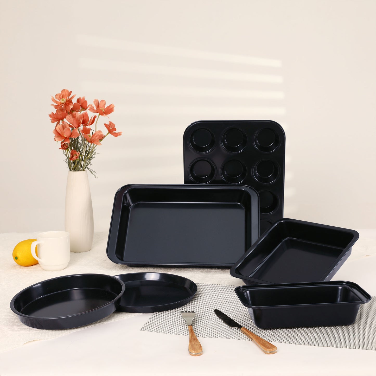 Nonstick, Carbon Steel Oven Safe Bakeware Set, Durable Baking Pans Set