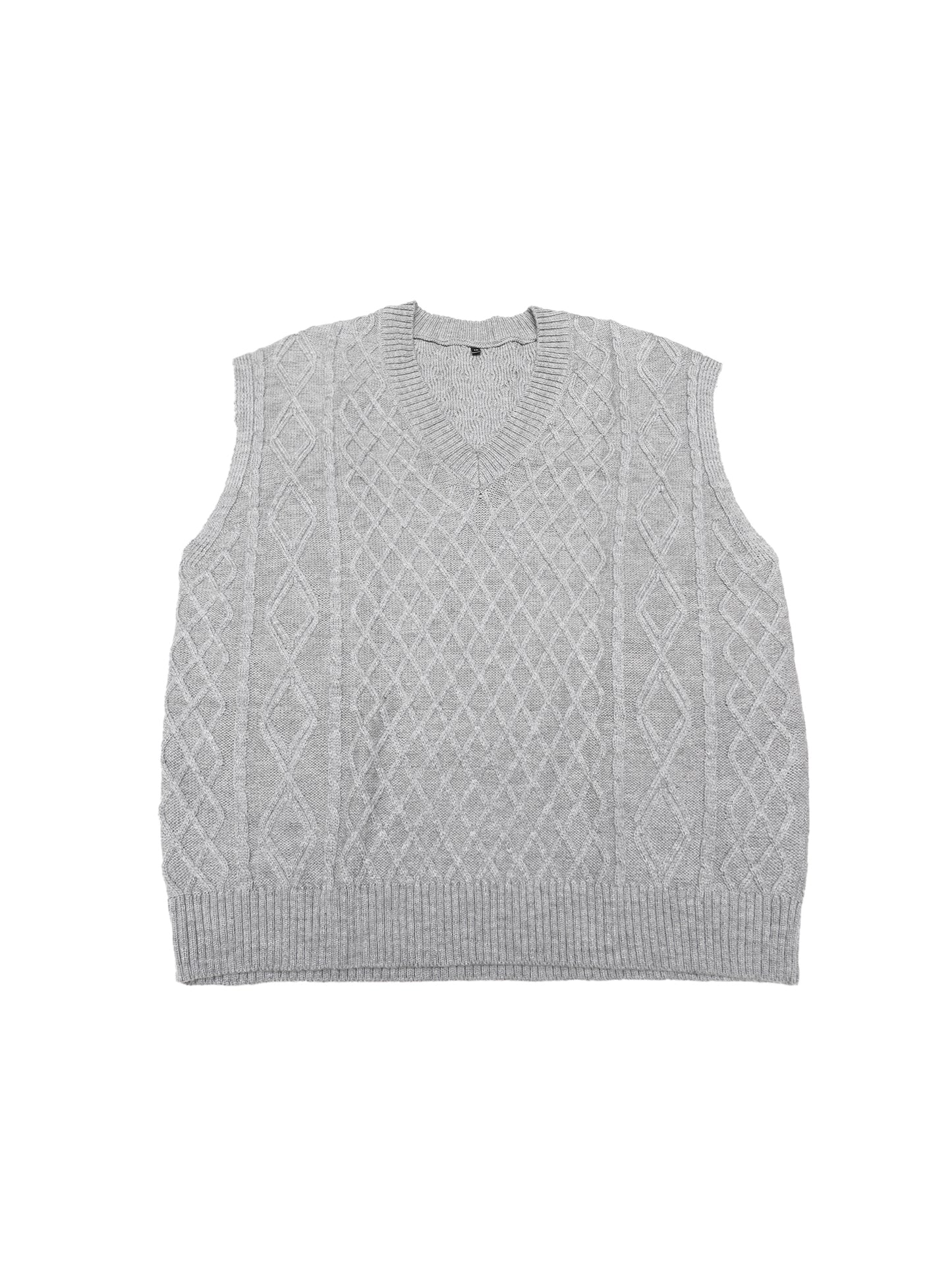 Women Plus Size Sweater Vest V Neck Sleeveless Knit Solid Ribbed Pullover Sweaters Tops