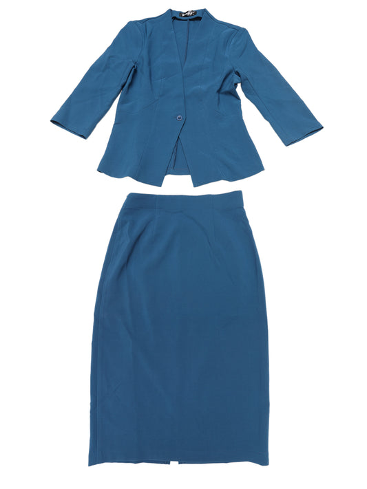 Women's 2 Piece Business Skirt Suit Set Office Work Collarless Blazer Pencil Skirt