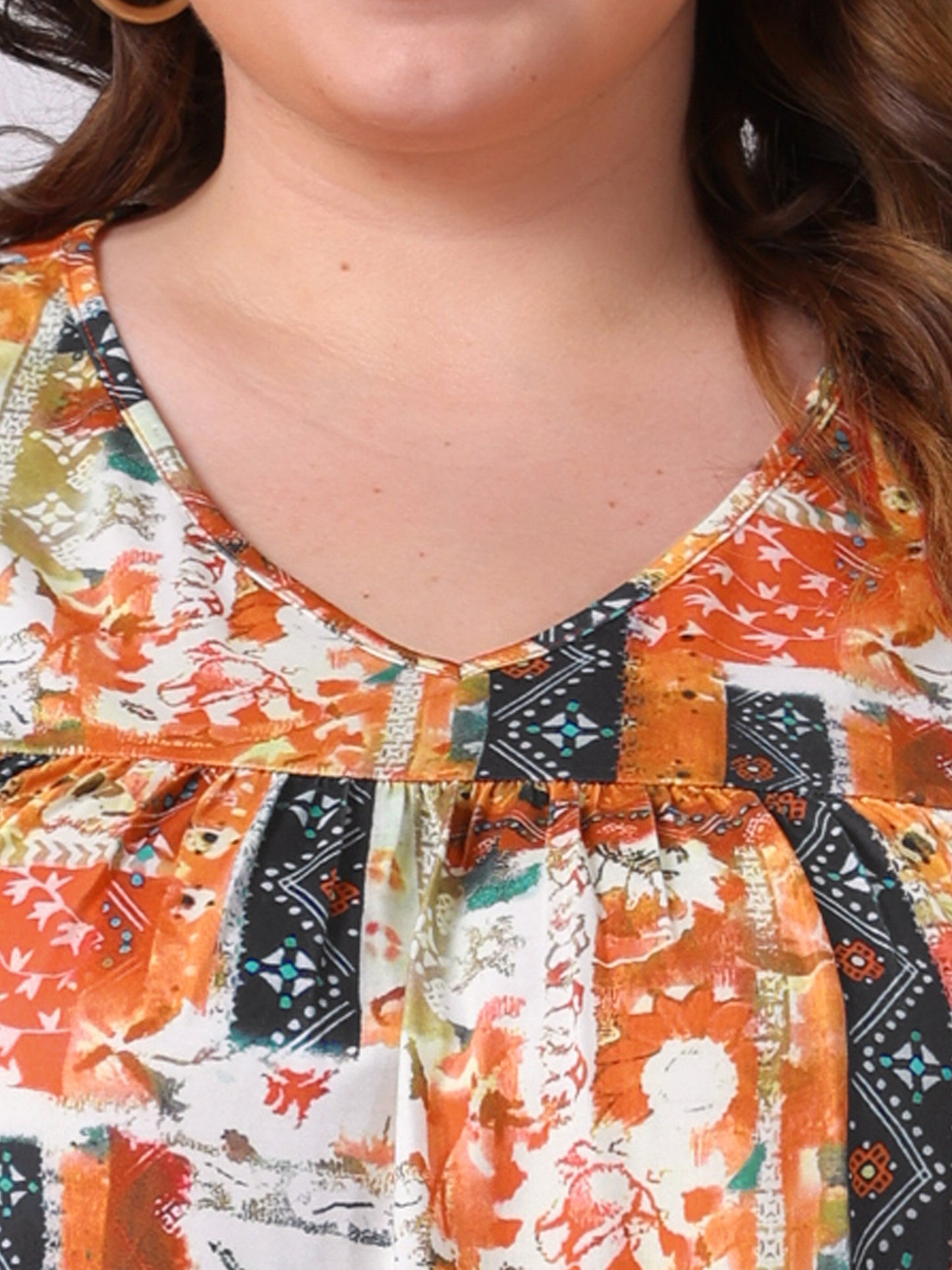 Women's Plus Size V Neck Ruffle Short Sleeve Tops Summer Blouse