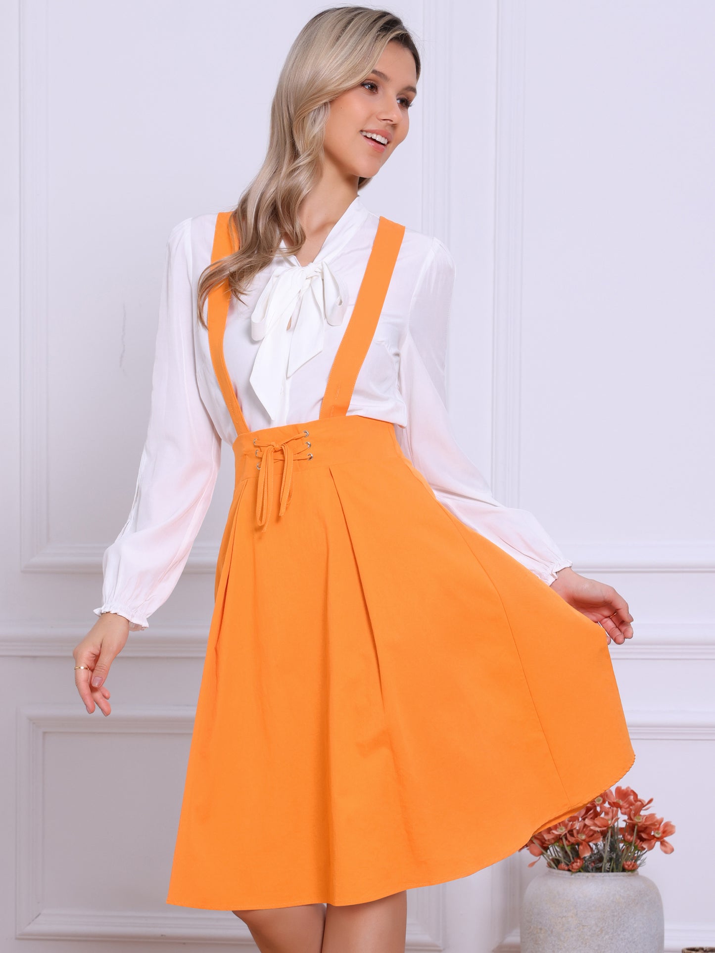 Women's High Waist Overall Corset Skater Suspender Skirt Short Mini Dress