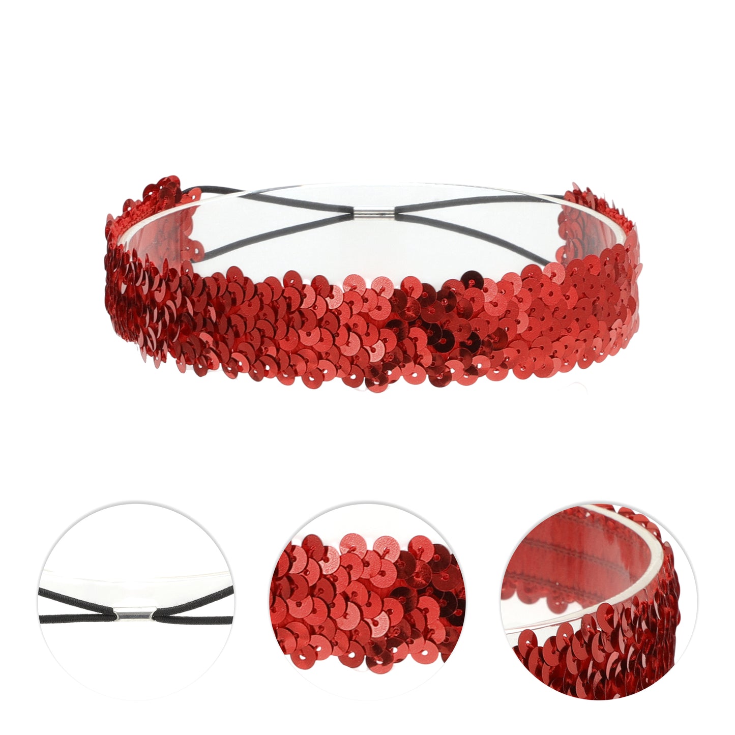 Elastic Band Sequins Headbands for Women Red 1 Pc