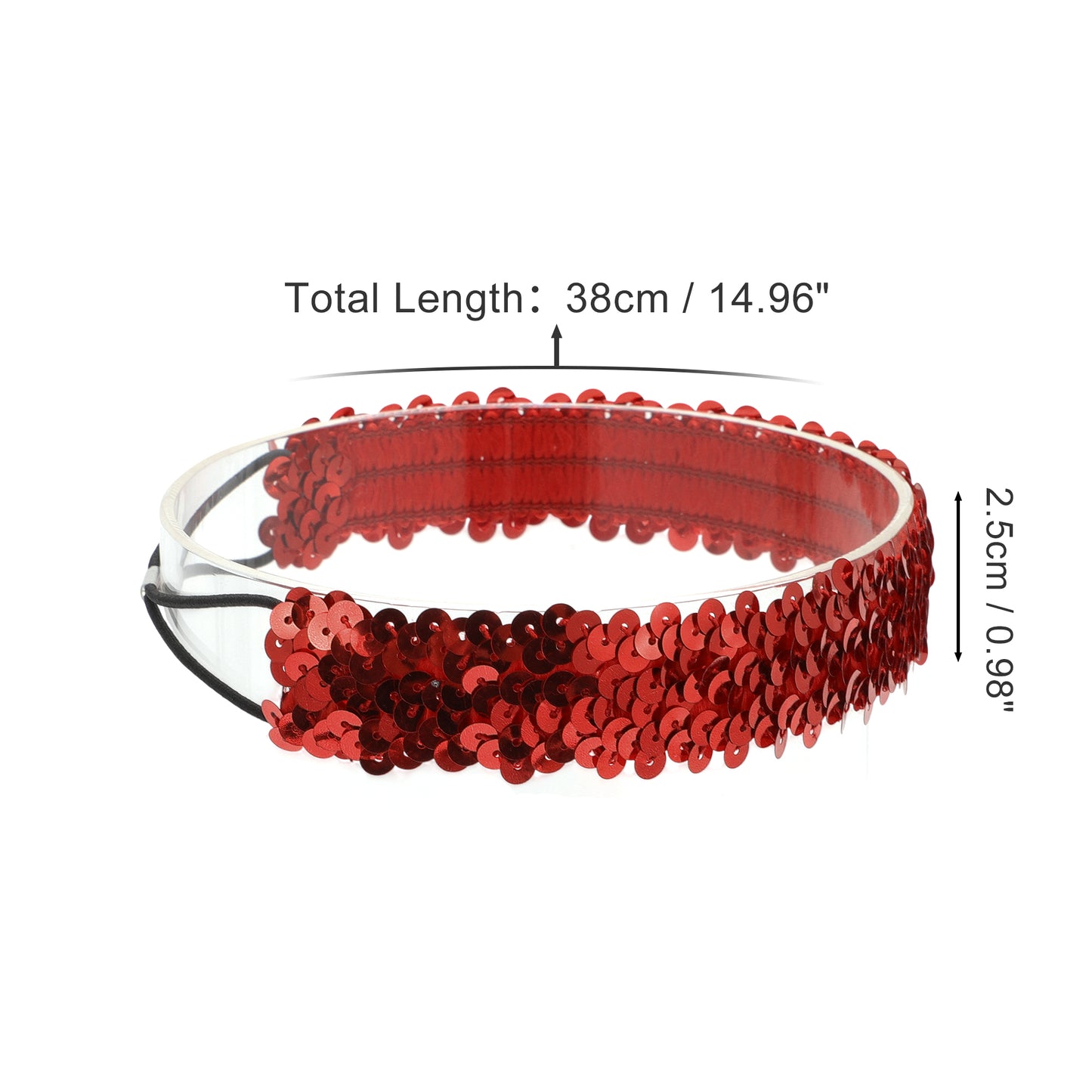 Elastic Band Sequins Headbands for Women Red 1 Pc