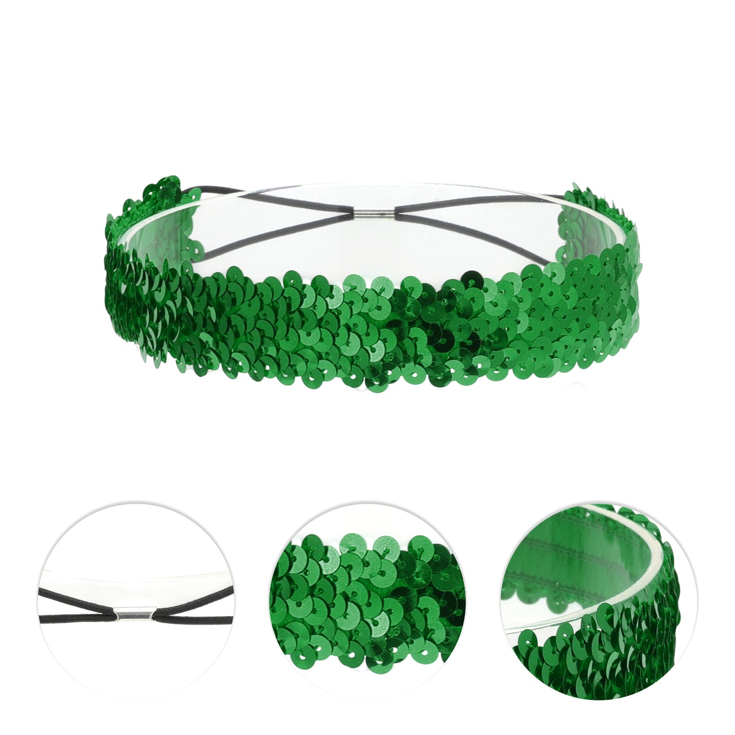 Elastic Band Sequins Headbands for Women Green 1 Pc