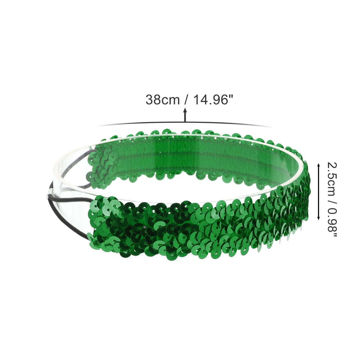 Elastic Band Sequins Headbands for Women Green 1 Pc