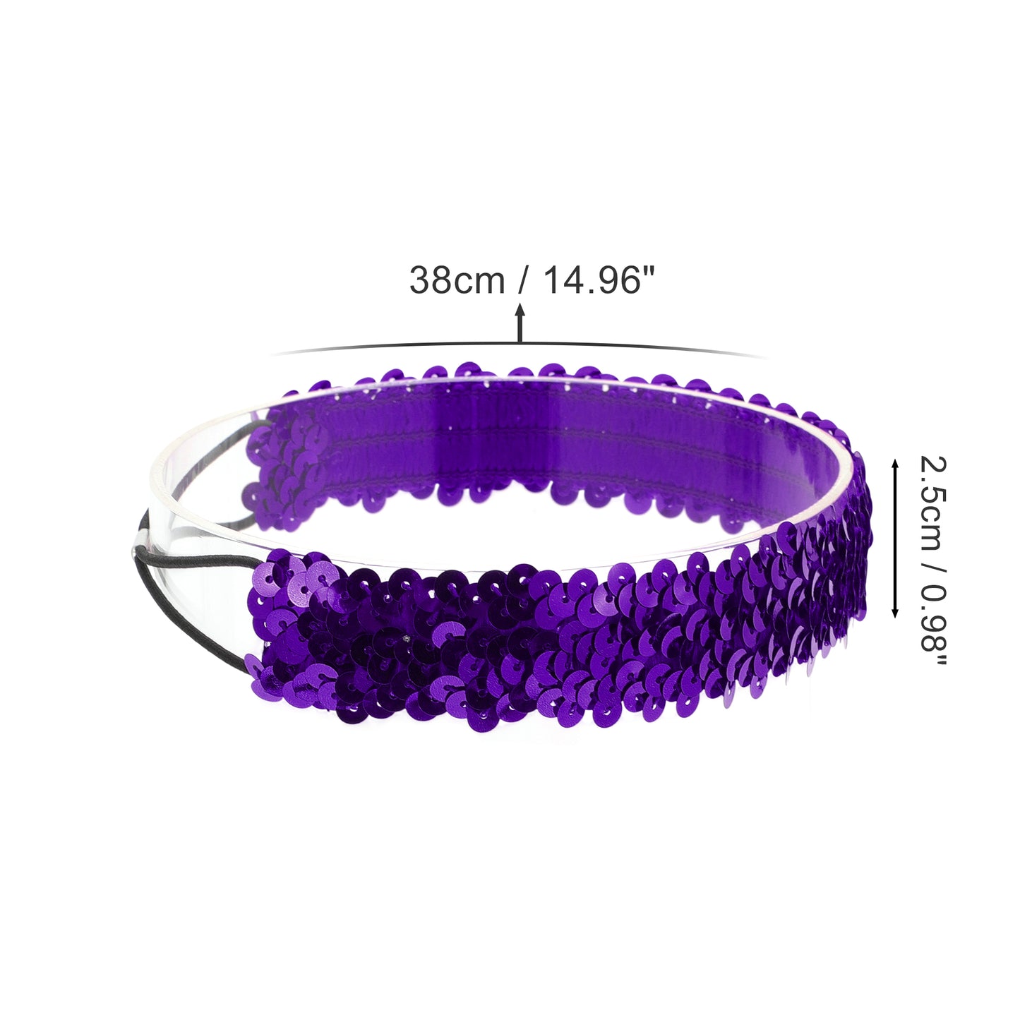 Elastic Band Sequins Headbands for Women Purple 1 Pc