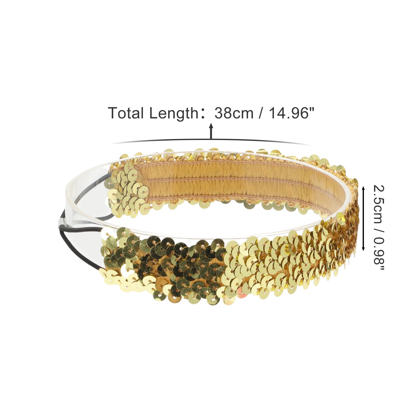 Elastic Band Sequins Headbands for Women Gold Tone 1 Pc