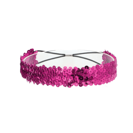 Diademas elásticas con lentejuelas para mujer, color rosa y rojo, 1 unidad