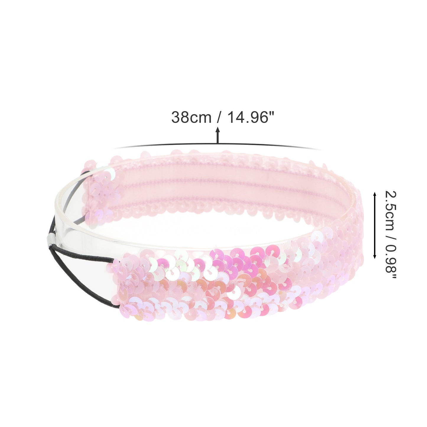 Elastic Band Sequins Headbands for Women Pink 1 Pc