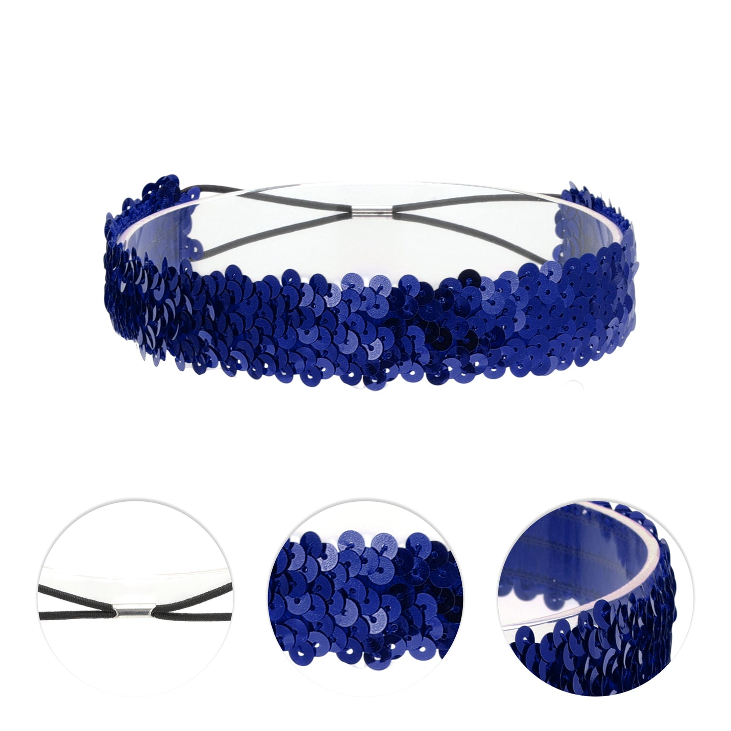 Elastic Band Sequins Headbands for Women Dark Blue 1 Pc