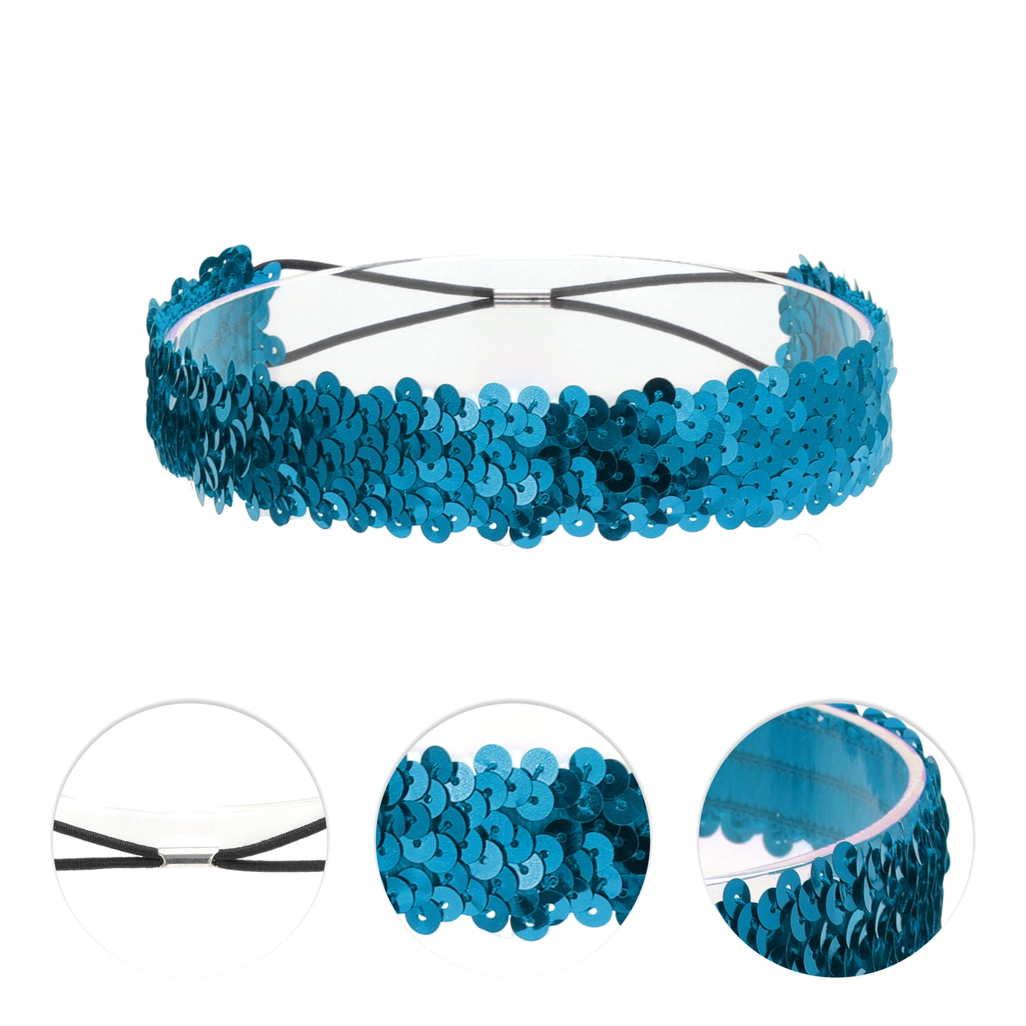 Elastic Band Sequins Headbands for Women Blue 1 Pc