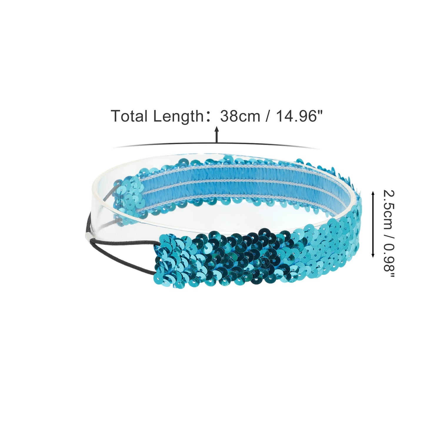 Elastic Band Sequins Headbands for Women Blue 1 Pc