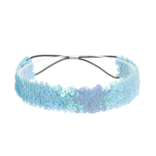Elastic Band Sequins Headbands for Women Light Blue 1 Pc