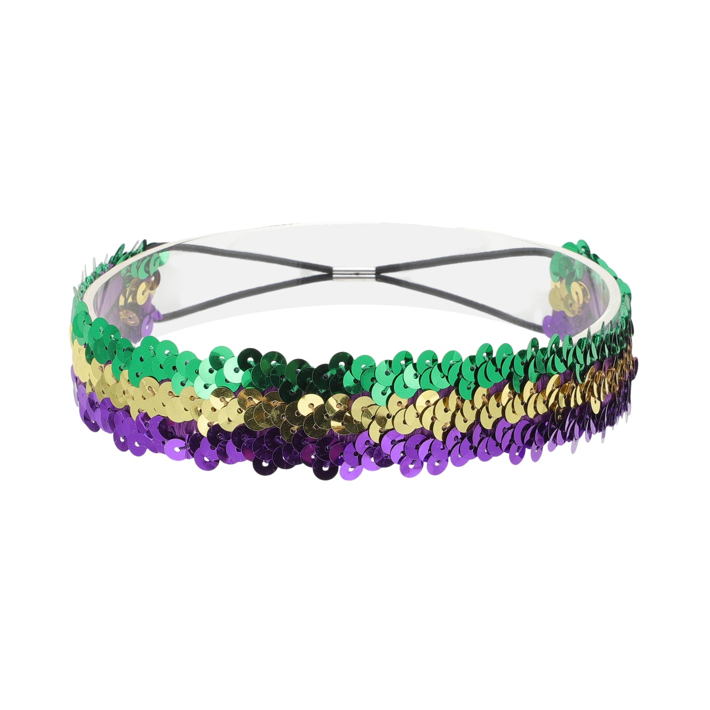 Elastic Band Sequins Headbands for Women Gold Tone Green 1 Pc