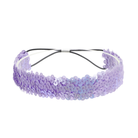 Diademas elásticas con lentejuelas para mujer, color morado oscuro, 1 unidad