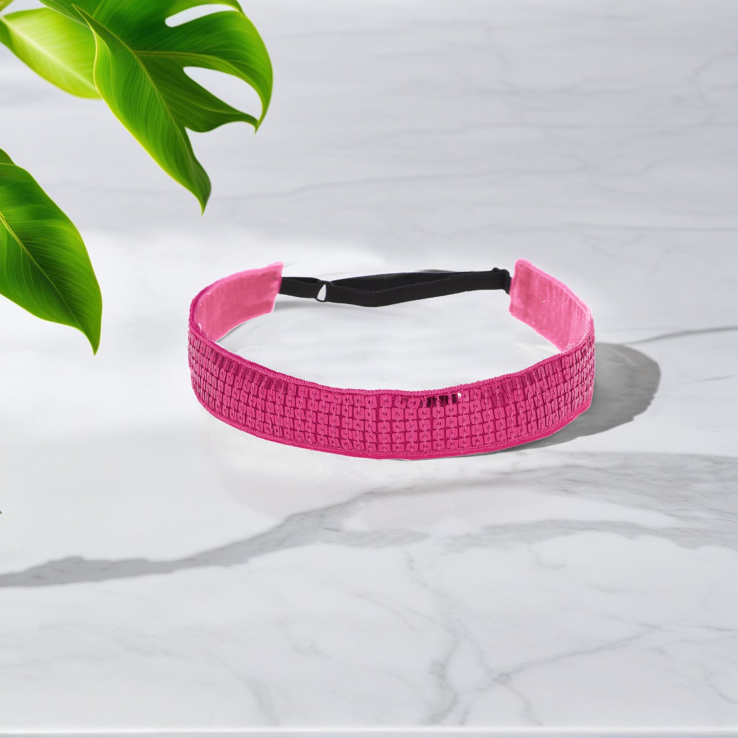 Diademas de lentejuelas ajustables para mujer, color rosa y rojo, 1 unidad