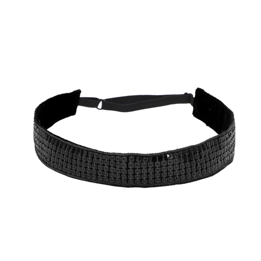 Diademas de lentejuelas ajustables para mujer, color negro, 1 unidad