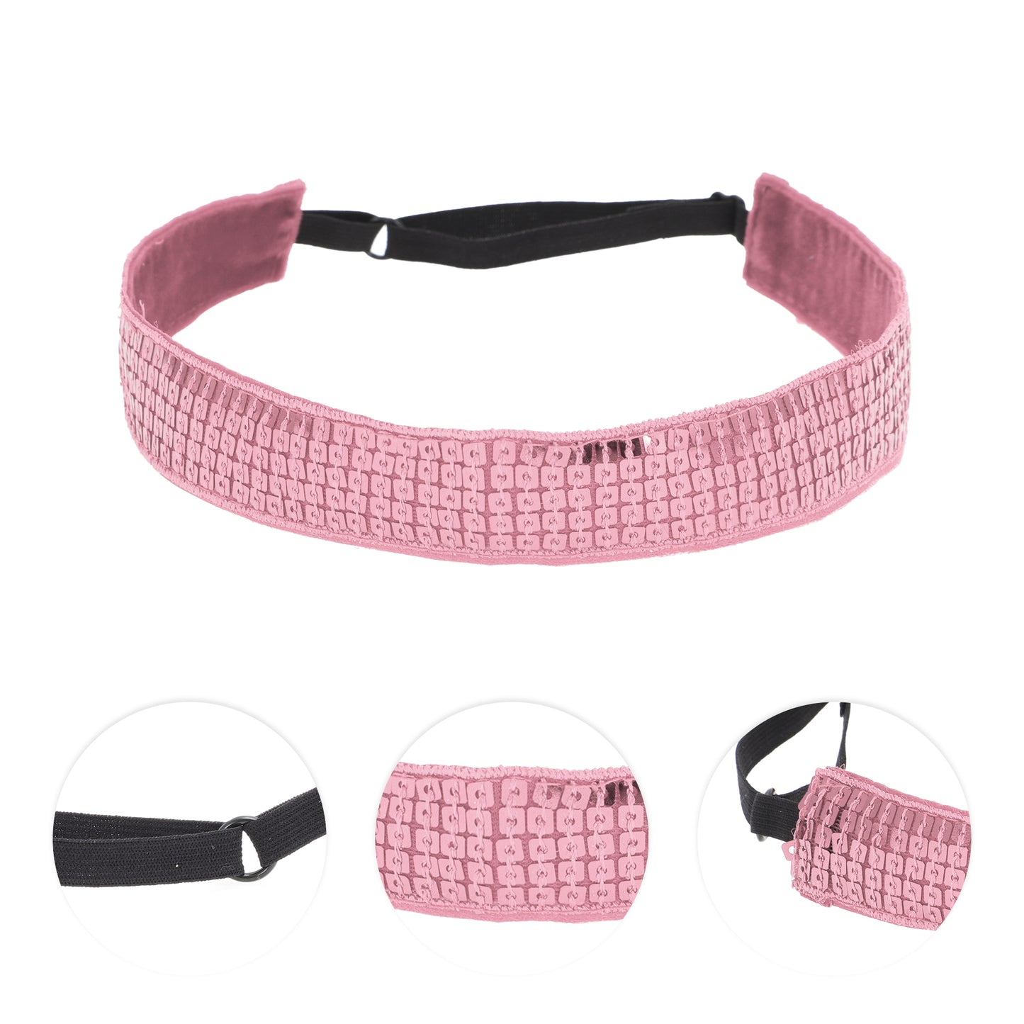 Diademas de lentejuelas ajustables para mujer, color rosa, 1 unidad