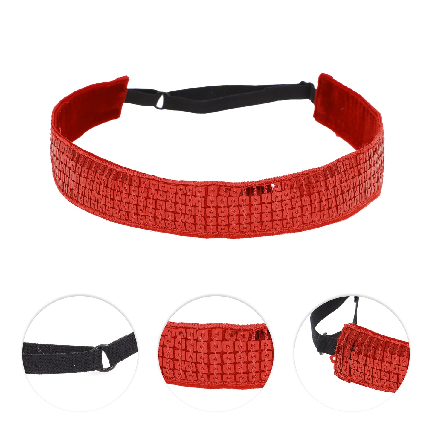 Diademas de lentejuelas ajustables para mujer, color rojo, 1 unidad