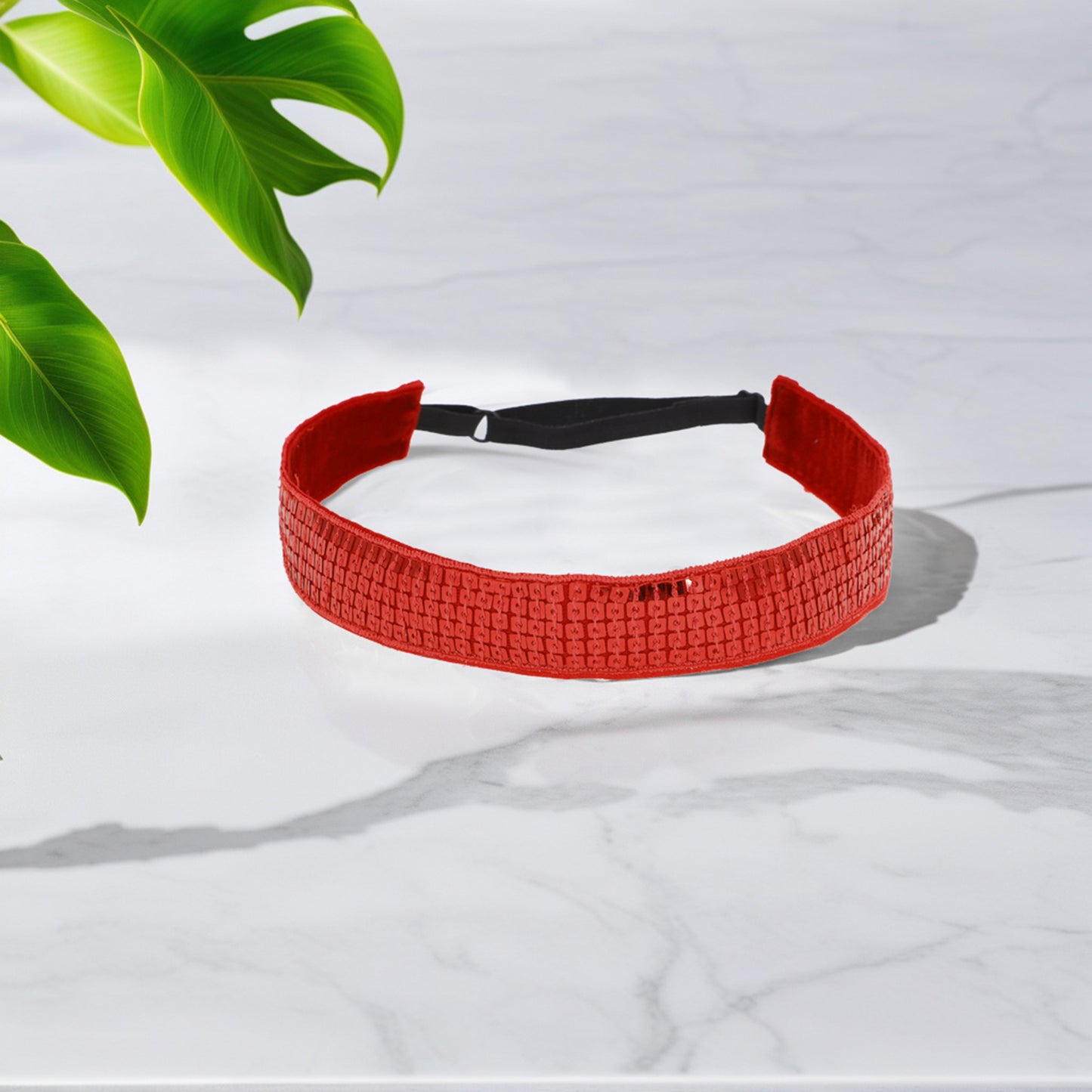 Diademas de lentejuelas ajustables para mujer, color rojo, 1 unidad