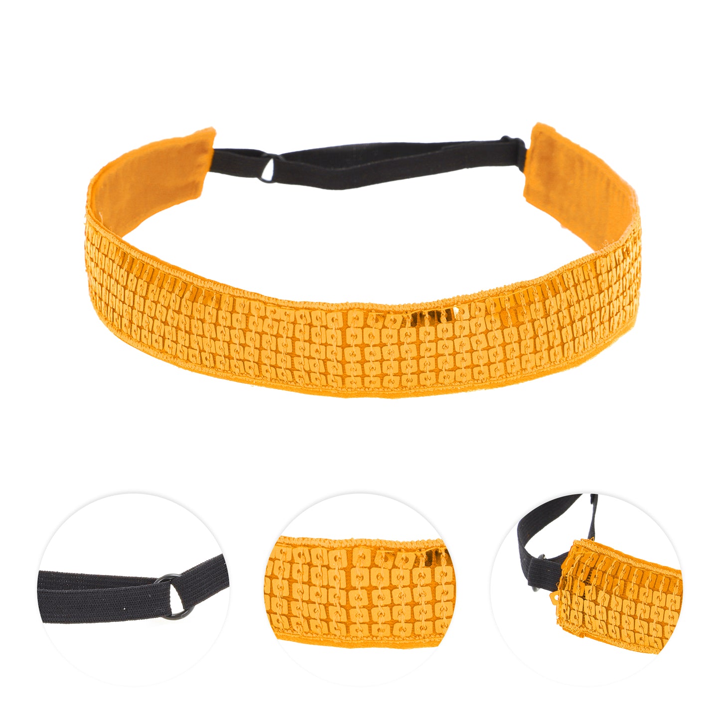 Diademas de lentejuelas ajustables para mujer, color naranja, 1 unidad